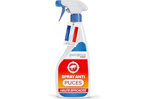 Patronus Spray Anti Puces Chat & Chien 500ml - Non Tachant & sans Odeur - Traitement Anti Puces, Tiques, Acariens pour la Maison, Meubles & Textiles - Spray Anti Puce Maison Très Efficace
