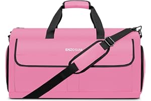 ENZOSUM Kleidersack Anzughülle Reisetasche Damen, Reisetasche Handgepäck mit Abnehmbarer Schultergurt & Schuhfach, Faltbare Handgepäck-Kleidertasche, 2-in-1 zum Aufhängen Koffer Gepäcktasche, Rosa