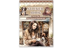 BOMICHI Sticker Book-341er Stickerbuch Set für Erwachsene inkl. 10 Scrapbook-Papiere – Großes Journaling Zubehör Kit mit Romantischen Motiven, Lesenden Charakteren & Damen – Bullet Journal, Tagebuch & Basteln