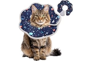 DHISPERARES Collar Isabelino Gatos contra Lamidos, Pulgas e Impermeable, Ajustable y Autoadhesivo, Cuello de 18-25 cm, Flexible, Collarin Perros para No Lamerse,Embudo Perro Después de Una Operación Quirúrgica