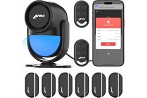 CPVAN Home Alarm System, 2.4G WiFi PIR Motion Sensor Alarm, Wireless DIY Smart Door/Window Alarm for Home Security with Phone APP Alert 9 Pieces Kit (PIR Alarm Hub, 6 Door Sensors, 2 Remotes), Black