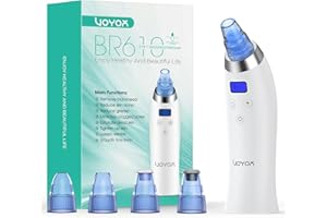 VOYOR 5-In-1 Limpiador de Poros Electrico Extractor Puntos Negros Kit Eliminador Negros Nariz Succionador Quita Espinillas y Acné Cabezal de Reemplazo LCD BR610