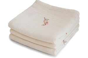 Mushie Linge en Mousseline | Tissu en Coton Biologique | Lot de 3 | 58 X 60 Cm | Accessoires pour Bébé, Jeunes Enfants Garçons et Filles | Flowers