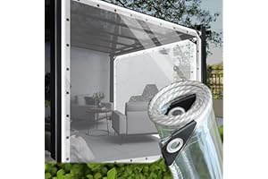AMXFS Transparente Abdeckplane 2.5 * 2.5m Glasklar PVC Plane mit ösen 0.35mm Pflanzenschutz Schutzplane Regen-Vorhänge Glas Klare wasserdichte Allzweckplane Tarps 400g/m²