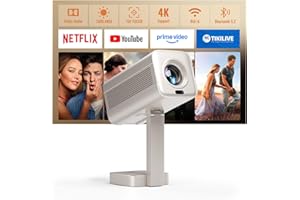 Smart Mini Projector [Compatible with Netflix] 3D Dolby Audio 4K Portable Projector for Bedroom,TOF Auto Focus & Keystone,1800 ANSI,VOPLLS Full HD 1080P WiFi Bluetooth Home Movie Outdoor Projectors