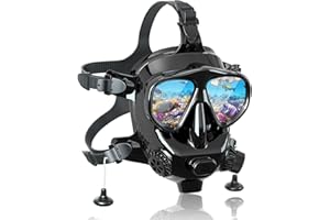 MODJUEGO Masque de Plongée Intégral avec Support pour Caméra, Masque de Plongée Réglable à 180° pour Adultes, Anti-buée, Anti-Fuite, Ensemble de Dessus Sec
