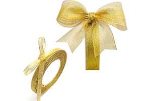 LIANRISES 2 Pièces 23M x 0.6/2cm Ruban Laser Doré, Ruban Cadeau Emballage Or, Pour Gâteau, Fleurs, Noël, Anniversaires, La Saint-Valentin, Décorations De Fête, Nœuds, Rubans De Voiture De Mariage