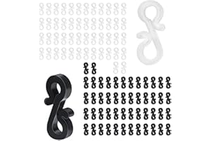 ZWZNBL Lot de 100 mini crochets de gouttière en plastique noir et blanc avec clip en forme de S, crochets pour lumières extérieures pour mariage, Noël, Halloween, jardin, décoration de la maison