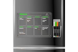 PREVIS Wochenplaner Abwischbar Acryl Magnetisch für Kühlschrank A4 (21X29,7CM)mit 4 Boardmarkern- Weekly Planner Kühlschrank Acryl - Magnetic Calendar for Fridge Transparent- Familienplaner Abwischbar