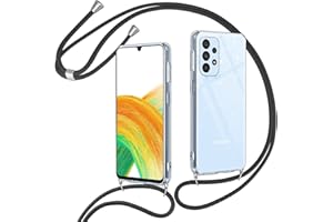 Vauki Funda Glitter para Samsung Galaxy A33 5G con Cuerda,Carcasa Silicona Transparente Antigolpes con Cordón Collar Correa de Cuello Colgante,Purpurina Case para Samsung Galaxy A33 5G 6.4",Negro