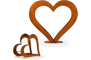 D&L LASERTEC Firewood Basket, Heart Made of Metal, Rust, Patina, Wooden Shelf, Decoration M+XS