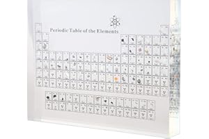 Bomoya Periodic Table with Real Elements Samples,Acrylic Periodic Table Display with Elements Teaching Tool Student Teacher Gift Craft Decoration