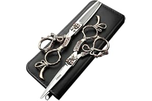 SHARONDS 5,5 pouces Haut de gamme Ensemble de ciseaux de coiffure Coiffeur professionnel Barber Ciseaux Coupe mince Cisailles Coupe de cheveux cassés