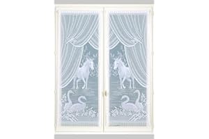 HomeMaison Ecuestre – Juego de 2 Cortinas Esprit, poliéster, Blanco, 120 x 60 cm