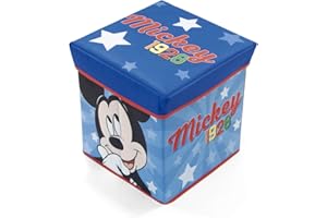 ARDITEX Caja con Tapa Mickey Mouse, Cubo de Tela Guardatodo para Ropa, Libros, Juguetes, Pelotas, y Asiento Infantil para Sentarse 30 x 30 x 30 cm