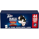 Felix So gut wie es Sieht Geschmacksvielfalt Vom Land in Gelgele Katzennassfutter 44x85g Portionsbeutel