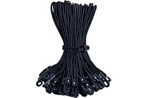 YUNSHANGHE Lot de 25 tendeurs en caoutchouc avec crochets, 20 cm, avec crochets, multifonctions, pour bâches, affiches, tentes, bannières, pavillons, noirs