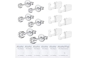 WillTen Juego de 6 perforadores para la oreja, juego de perforaciones con circonita integrada, pendientes para perforar, pistola perforadora, piercing de pistola, color plateado y dorado