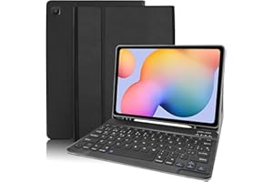 Funda con Teclado Español Ñ para Galaxy S6 Lite, Zabatoco Funda de Cuero con Teclado Bluetooth Desmontable para Samsung Tab S6 Lite 10.4'' (SM-P620/P625/P613/P619/P615/P610,2024/2022/2020), Negro