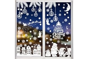 ZDQC 114 Pezzi Adesivi Vetro Decorativi Natale,Natale Vetrofanie,Adesivo Fiocco di Neve,Natale Vetrofanie Rimovibile,Decorazione Della Finestra di Natale,Vetrofanie Fiocchi di Neve per Natale