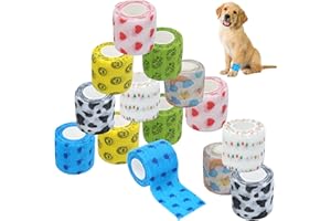 Benaewa 14 Pcs Vet Wrap, Breathable Self-Adhesive Dog Bandage for Pet Care Wounds, Leg Tape