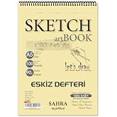 Sahra A5 Sketchbook - 90 gr. Quality Artist Drawing Book with 100 sheets Spiral