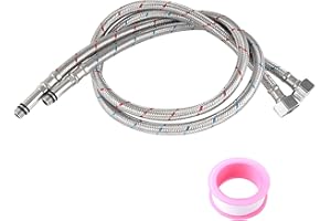 Bubuny Flexible Tap Connector, Hose tap Connectors Kitchen Sink Flexi Pipes M10 (10mm) x 1/2 Fitting 80CM Stainless Steel Braided Water Supply Hose for Kitchen/Basin Monobloc Mixer