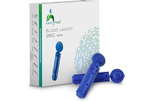 SafeFine 28G 3mm Blood Lancets Sterile Compatible with Most Lancing Devices 100 pcs/box