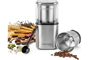 ‎ROMMELSBACHER ROMMELSBACHER Gewürz und Kaffee Mühle EGK 200-2 Edelstahlbehälter mit Schlagmesser & Spezialmesser, Füllmenge 70 g, Mahlgrad über Mahldauer wählbar, auch für Pesto, Gewürze, Nüsse, Zucker, 200 Watt