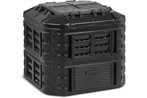 hillvert HT-M-COMP-600 Composteur De Jardin Rapide Thermocomposteur Bac Boite De Compostage ? Compost Extérieur (600 l, Arrosage Goutte-?-Goutte, Ventilation)