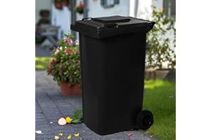 2mGoods Müllbehälter 120 Liter, Mülltonne 240 Liter, Abfalltonne Grau&Schwarz&Blau, Extra Starker Kunststoff, Vollgummiräder, Müllgroßbehälter mit Deckel 2er Pack, 3er Pack (Schwarz, 120L)
