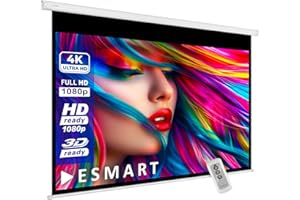 ESMART Economy EXM Motor-Leinwand 277 cm Bild 240 x 135 cm (108") | Format 16:9 | Fernbedienung | Heimkino elektrische Beamer Projektionsleinwand Motor Leinwand LCD