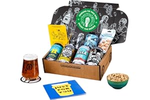 Premium Craft Pale Ale/IPA Cheers Dad Beer Gift Hamper - 5 Independent British Craft Beers For Dad, a Snack and a QWERTY Beer Box Tasting Glass