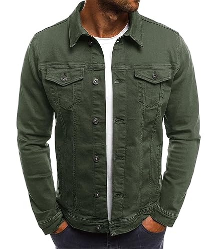 Regular Fit Biker Jas Spijkerjack Heren Effen Kleur - Slim Fit Trucker Vintage Katoenen Cowboy Tops Jas, Casual Westerse Stijl Jean Uitloper, Button-Down Met Zakken Wassen Voor De Herfst Plus Maat S