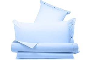 Smart Deco Home Completo letto lenzuola 100% cotone tinta unita made in italy MATRIMONIALE AZZURRO