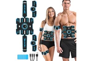 EGEYI Elettrostimolatore Muscolare,EMS Stimolatore Addominale, Elettrostimolatore per Addominali,Cinture tonificanti,Addome/Braccio/Gambe/Waist/Glutei Massaggi-Attrezzi,USB Ricaricabile-Uomo/Donna