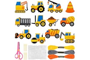 Fonyet Zestaw do szycia DIY dla dzieci od 6 lat, pojazd budowlany, kreatywny zestaw do szycia, pojazdy budowlane, filcowy, zestaw do majsterkowania dla dzieci i początkujących (pojazd)