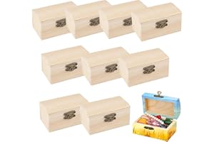VIQIHEOE Scatola in Legno, 10 Pezzi Mini Scrigno del Tesoro in Legno con Chiusura a Chiave, 9 x 5,5 x 5cm Piccolo non Finito Scatola del Tesoro con Coperchio, per Conservare e Compleanno Regali