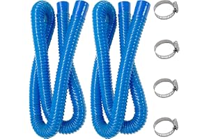 Blå Poolslang 32 mm, Set med 2 PE-Slangar 150 cm och 4 Slangklämmor, för Filterpump, Ovanmarkspool och Trädgårdspool