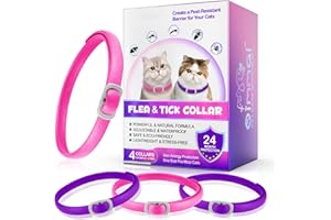 VFJVLVDG Zecken‑Flohhalsband Katze – 24 Monate Schutz, verstellbares Katzen Halsband, hautfreundliches flohhalsband Katze, wasserdichtes zeckenhalsband für Katzen (Rosa + Lila, 4 Stück)