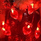 Valentine's Day Red Heart String Light, 30 LED 10 ft Battery Operated Twinkle Indoor Outdoor Decorative Lights for Home Bedro