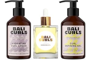 BALI CURLS BY HANK GE Bali Curls Set - Curl Defining Gel (150 ml), Hydrating Curl Cream (150 ml) & Bonding Oil (30 ml) - Care Set for Defined, Shiny & Nourished Curls