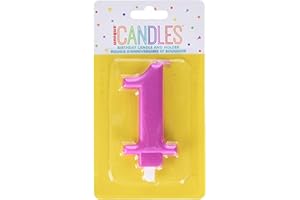 Unique- Vela Cumpleaños Metálico - Número 1 - Rosa, Color pink, 7 centimeters (19601)