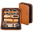 Shoe Shine Kit with PU Leather Sleek Elegant Case, Travel Shoe Shine Brush kit