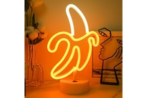 JEMESI Cartelli al neon a forma di banana, a batteria/USB, decorazione da tavolo LED per camera da letto, compleanno, matrimonio, forniture regalo aziendale