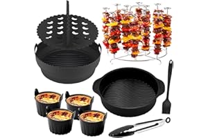 ‎PUOSIKE Puosike Airfryer Zubehör für Ninja Airfryer 5,2-6,2L AF150EU AF160EU AF180EU, Heißluftfritteuse Zubehör Einschließlich Silikonform mit Trennwänden Grillrost Pizzapfanne