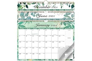 Yoolhamy Calendario pared 2024, 18 Meses Calendario de Pared Enero 2024-Junio 2025, Grande 43 x 30 cm Planificador Mensual Familiar Calendario