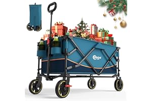 ‎PORTAL Portal Bollerwagen faltbar XXL Große Ladefläche 120kg belastbar Handwagen mit Getränkehalter Seitentasche Transportwagen Leiterwagen klappbar Strandwagen Faltwagen für Garten Camping Festival