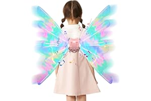 M MUNCASO Electric Fairy Wings for Kids, Butterfly Glowing Wings with LED Lights and Music, Girls Cosplay Costumes Wing, Butterfly Toy for Girl Fancy Dress-up, Halloween, Christmas, Cosplay Party