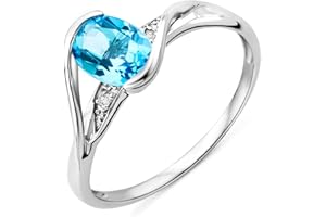 Miore Anillo de mujer con oro blanco 9k, topacios, diamantes